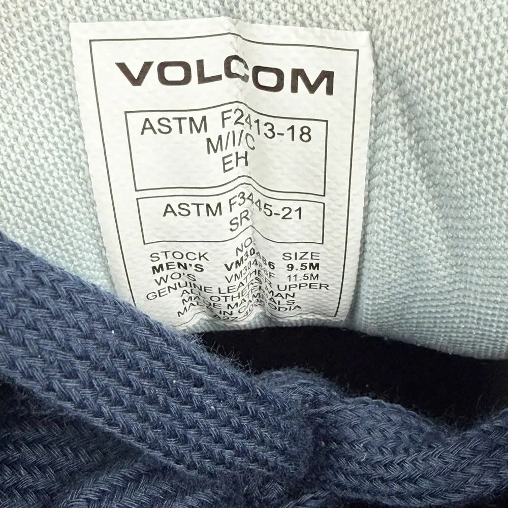 Volcom Mens Stone Comp Toe Work Shoes US 9.5 Navy Blue Leather EH SR NIB